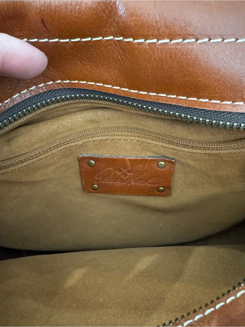 Patricia Nash Cognac Leather Crossbody Saddle Bag - Picture 8 of 12